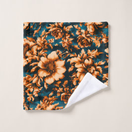 Exquisite luxuriöse Golden Blume, Blätter auf Blue Badhandtuch Set