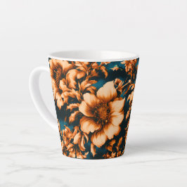 Exquisite luxuriöse Golden Blume, Blätter auf Blue Milchtasse