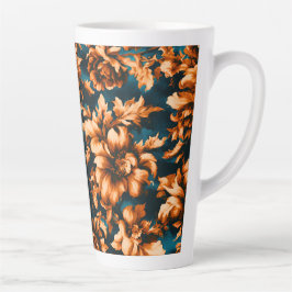 Exquisite luxuriöse Golden Blume, Blätter auf Blue Milchtasse