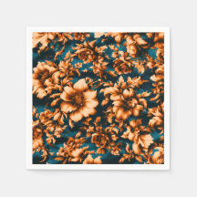 Exquisite luxuriöse Golden Blume, Blätter auf Blue