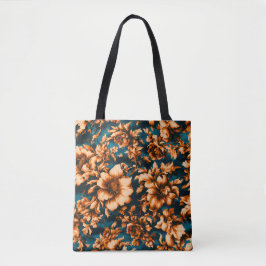 Exquisite luxuriöse Golden Blume, Blätter auf Blue Tasche