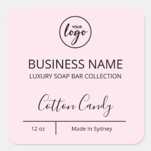 Exquisite Luxus-Logos Pastellfarben Pink Soap Bar  Quadratischer Aufkleber