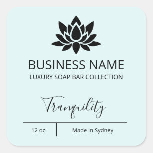 Exquisite Luxus Lotus Pastel Blue Soap Bar Labels Quadratischer Aufkleber
