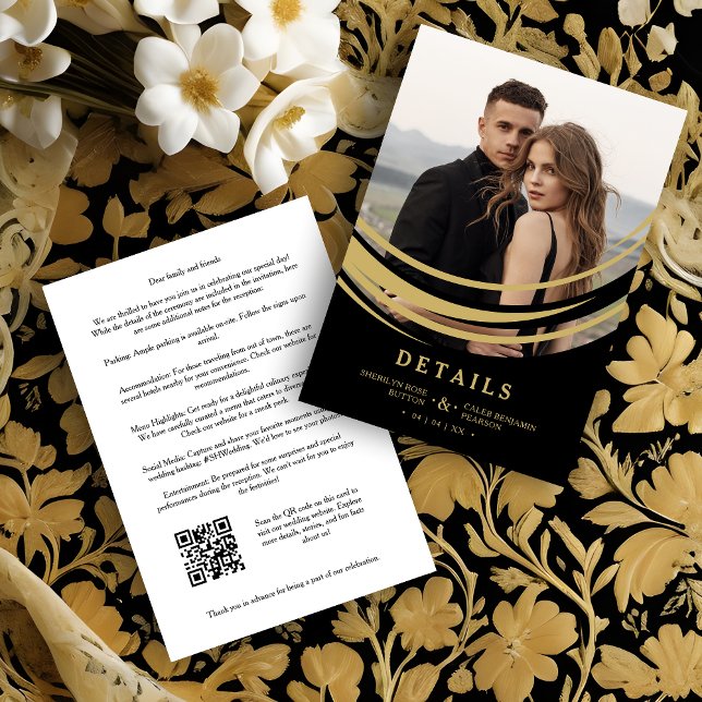 Exquisite Modern Golden Abstract Geometric Shape Begleitkarte (Exquisite Modern Faux Golden Abstract Geometric Shape Photo Wedding Enclosure Card. )