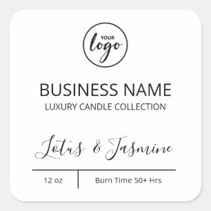 Exquisite moderne Logo-White-Candle-Labels Quadratischer Aufkleber