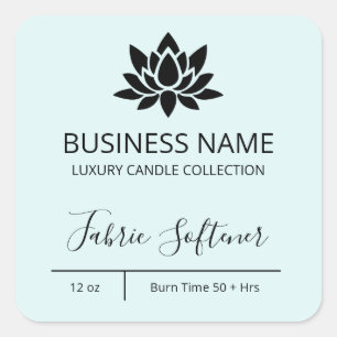 Exquisite moderne Lotus Pastel Blue Candle Labels Quadratischer Aufkleber