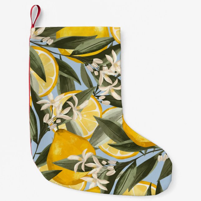 Exquisite Muster mit gelben Bergamottenfrüchten, r Kleiner Weihnachtsstrumpf (Vorderseite)