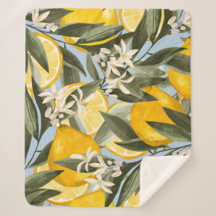 Exquisite Muster mit gelben Bergamottenfrüchten, r Sherpadecke