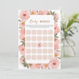Exquisite Peach Floral Baby Dusche BINGO Karte