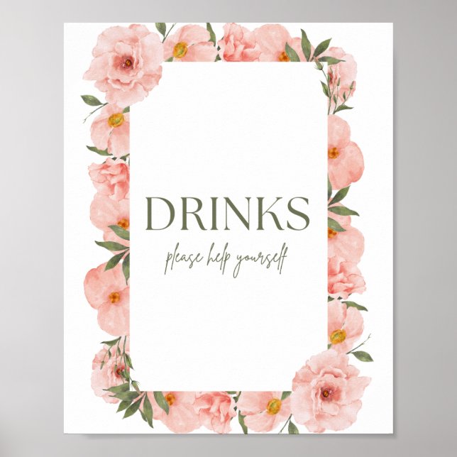 Exquisite Peach Floral Beverage Poster (Vorne)
