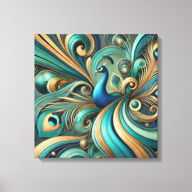 Exquisite Peacock Design Canvas Art Leinwanddruck (Vorderseite)