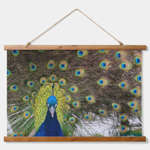 Exquisite Pfauenfeder Wandteppich Mit Holzrahmen