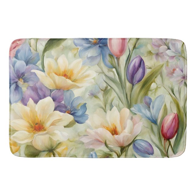 Exquisite, raffinierte Frühlingsblumen. Malerei Badematte (Vorderseite)