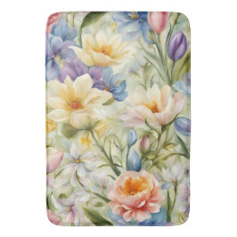 Exquisite, raffinierte Frühlingsblumen. Malerei Badematte