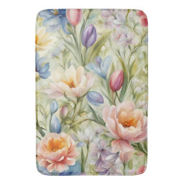 Exquisite, raffinierte Frühlingsblumen. Malerei Badematte