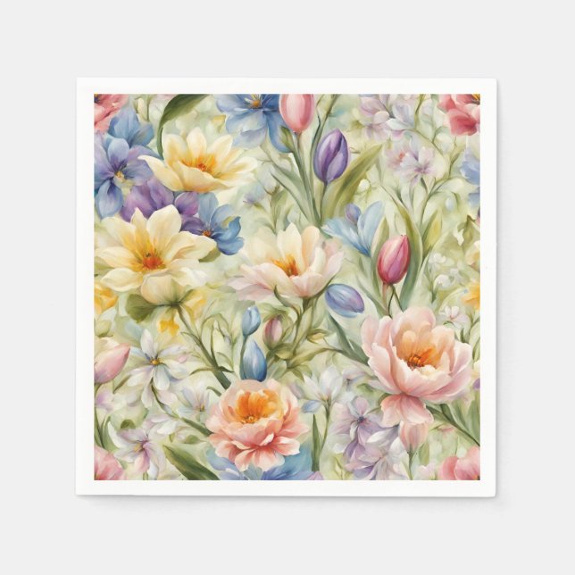 Exquisite, raffinierte Frühlingsblumen. Malerei Serviette (Vorderseite)