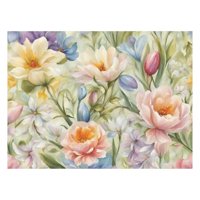Exquisite, raffinierte Frühlingsblumen. Malerei Tischdecke (Vorderseite (Horizontal))
