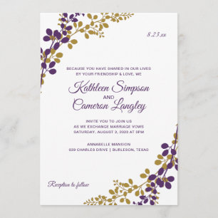 Exquisite Reben Einladung - Pflaume & Gold