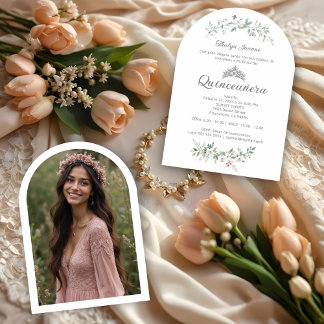 Exquisite Romantic Minimal Spring Floral Tiara XVs Einladung