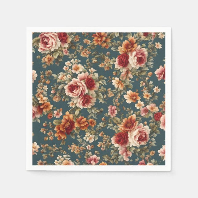 Exquisite romantische Rose und wunderschöne Blume Serviette (Vorderseite)