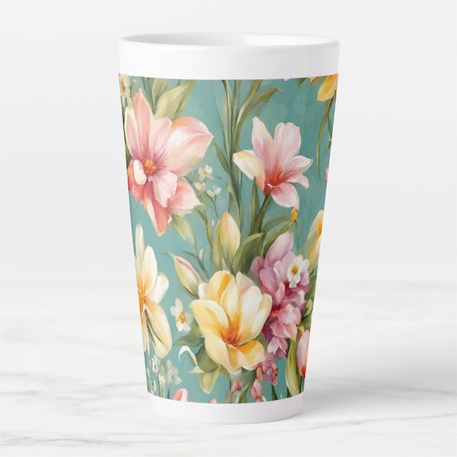 Exquisite Rosa, Gelbe Magnolien mit weißen Blume Milchtasse (Vorderseite)