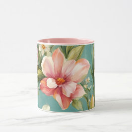 Exquisite Rosa, Gelbe Magnolien mit weißen Blume Tasse