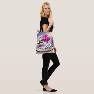 Exquisite rosa Orchideen-Erholungen auf Silberplat Tasche
