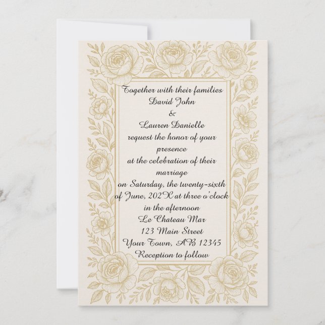 Exquisite Rose Foto Hochzeit Einladung (Vorderseite)