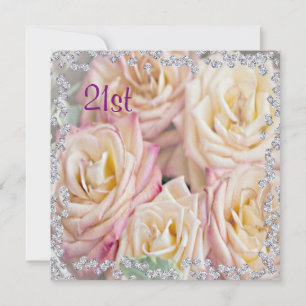 Exquisite Rosen & Diamanten 21. Geburtstag Einladung
