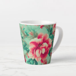 Exquisite Rote Blume und üppige grüne Blätter Milchtasse