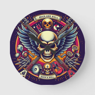 Exquisite Skull and Bones Traditionelle 🎨 Runde Wanduhr