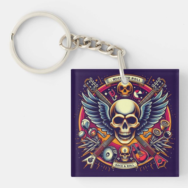 Exquisite Skull and Bones Traditionelle 🎨 Schlüsselanhänger (Vorderseite)