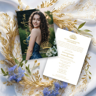 Exquisite Spanish Princess Crown Quinceañera Photo Einladung