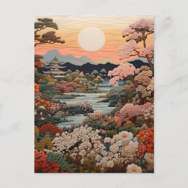 Exquisite traditionelle japanische Tapisserie Art: Postkarte (Vorderseite)