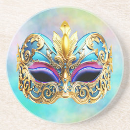 Exquisite venezianische Maske auf einem farbigen H Getränkeuntersetzer
