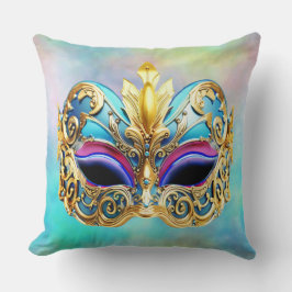 Exquisite venezianische Maske auf einem farbigen H Kissen