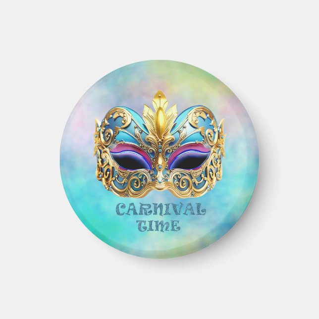 Exquisite venezianische Maske auf einem farbigen H Magnet (Vorne)