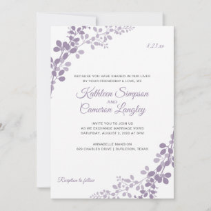 Exquisite Vines Hochzeitseinladung   Helllila Einladung