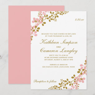 Exquisite Weine Einladung - Coral & Gold