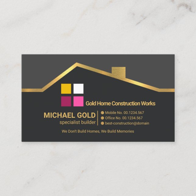 Exquisiter Gold Roof Border Handyman Contractor Visitenkarte (Vorderseite)