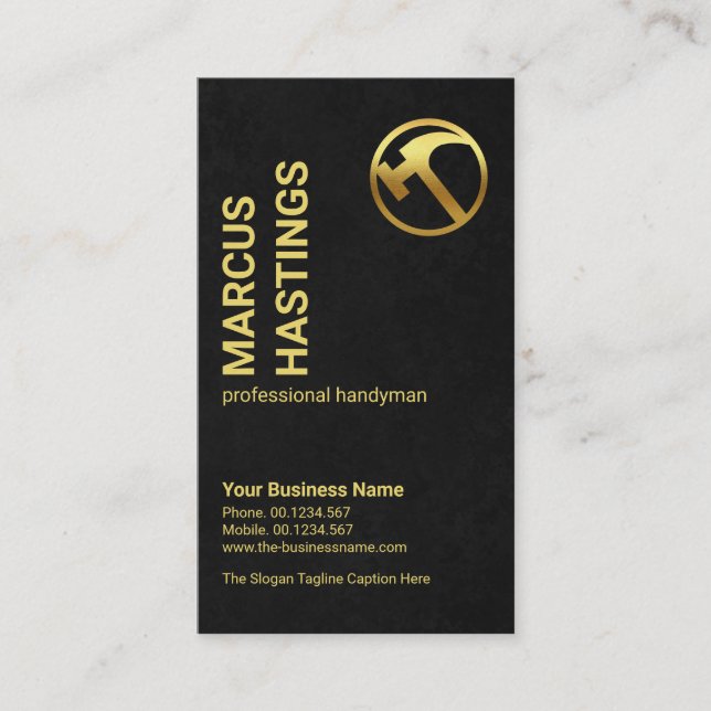 Exquisites Black Grunge Gold Hammer Handyman Visitenkarte (Vorderseite)