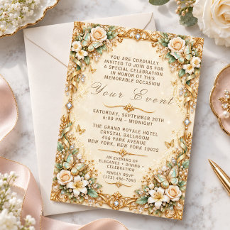 Exquisites Blumen-Schmetterling-Glamour-Event Einladung