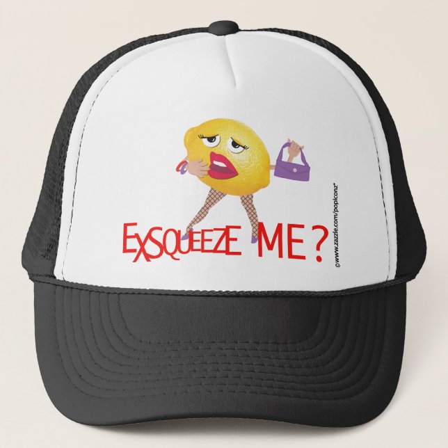 "exsqueeze ich?" lustige Zitrone humorvoller Hut Truckerkappe (Vorderseite)