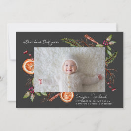 Extra Cheer Charcoal Holiday Baby Foto Birth Ankündigung