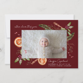 Extra Cheer Red Holiday Baby Foto Birth Ankündigung