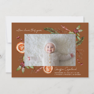 Extra Cheer Terracotta Holiday Baby Foto Birth Ankündigung
