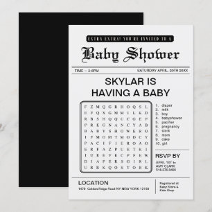 Extra Extra Baby Shower Newspaper Thema Einladung