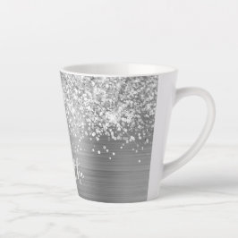 Extra Funkelnd Silver Glam Script-Name Milchtasse