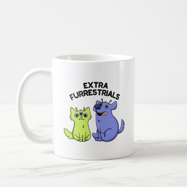 Extra Furrestrials Funny Alien Furry Pet Puff Kaffeetasse (Links)