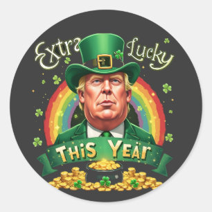 Extra Glück in diesem Jahr St Patrick Day Trump Le Runder Aufkleber